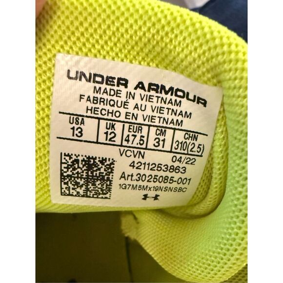 Under Armour Men's Size 13 Highlight Hammer MC Football Cleats Black Neon Yellow - Picture 14 of 14